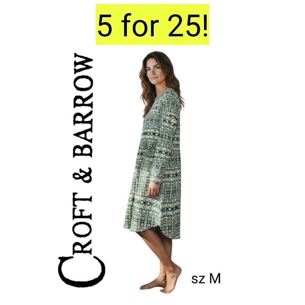 Croft and Barrow Green Soft Comfortable Sleeping Gown Pajamas
